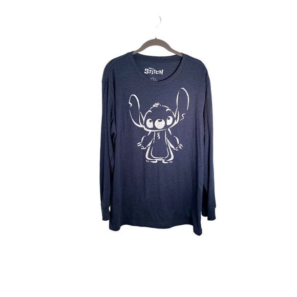 Disney stitch, women’s blue graphic print, long sleeve T-shirt, size large - Picture 1 of 4